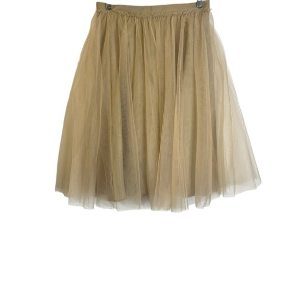 Space 46 Adrian Gold Coffee Tulle Skirt Sz L Fairycore Soft Girl Midi Whimsical - Picture 3 of 10